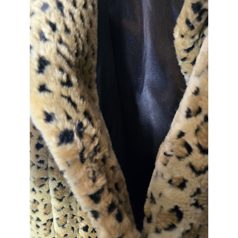 Unreal Fur Wild Cat Leopard Print Jacket Coat Women's Size 16-Vintage- Y2K - Picture 8 of 16
